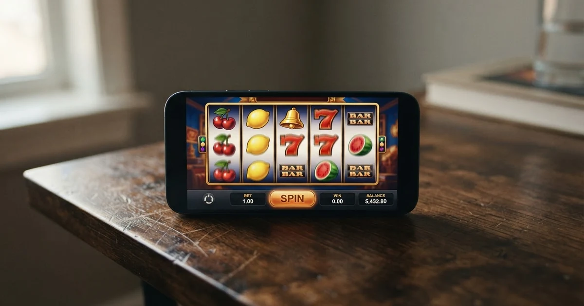 Hráč u mobilu s roztočeným online automatem, na displeji nápis „free spiny“ v českém online casinu