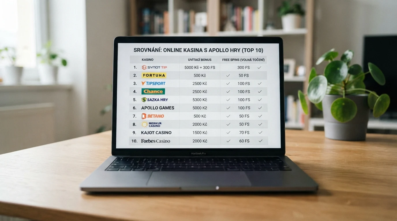 Srovnávací přehled deseti českých online kasin s automaty Apollo Games