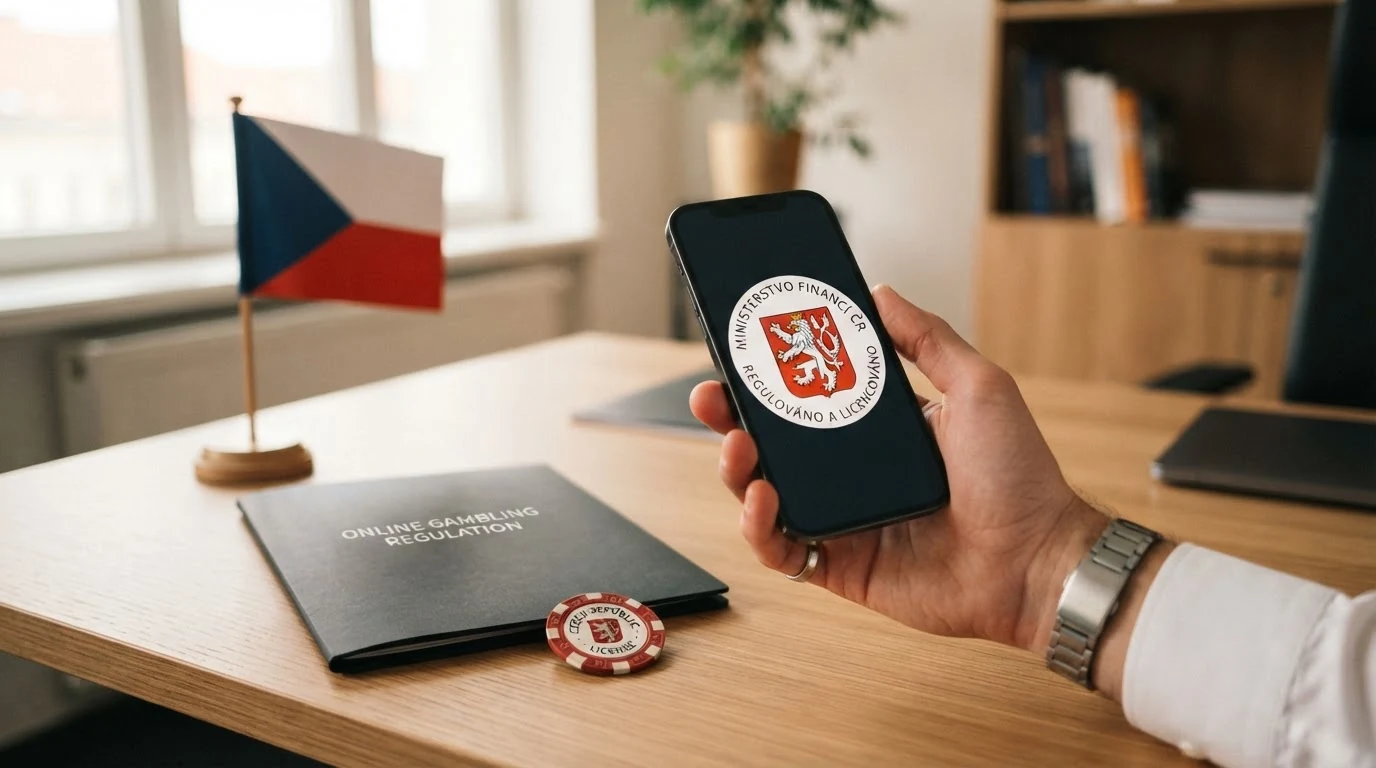 Česká legislativa a logo Ministerstva financí ČR jako dozorového orgánu nad hazardem