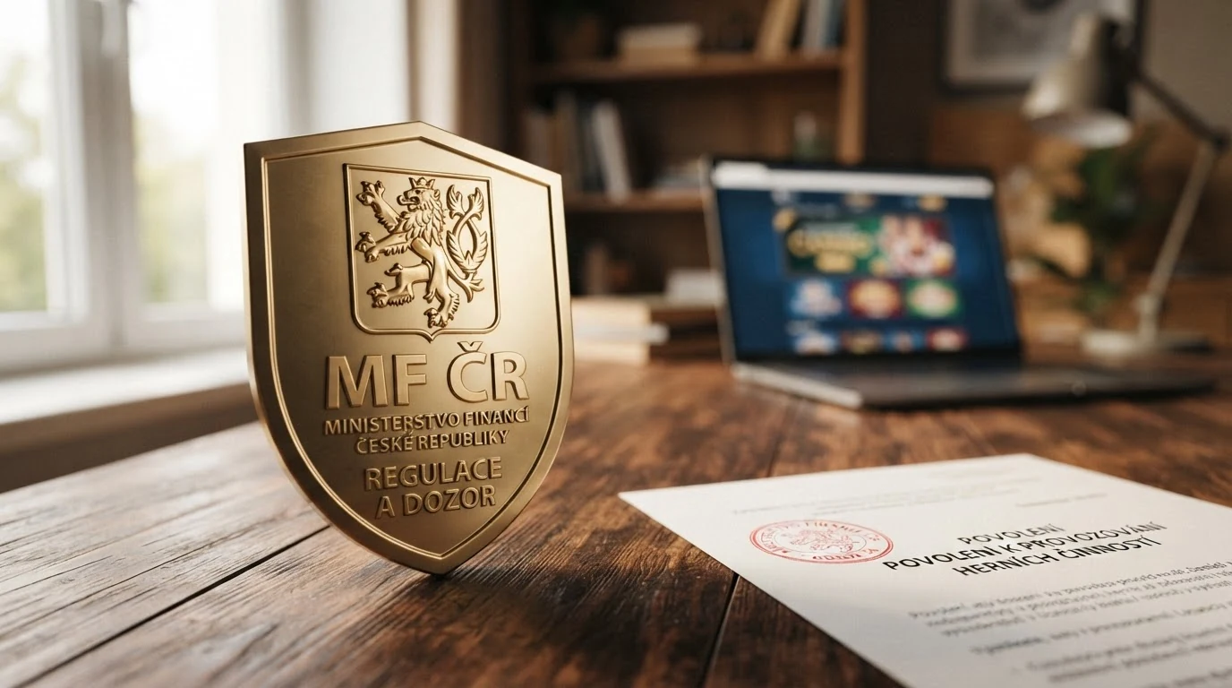 Koláž: úřední dokument s razítkem Ministerstva financí ČR v pozadí, v popředí ikona štítu s nápisem „MF ČR“ a logo BankID.