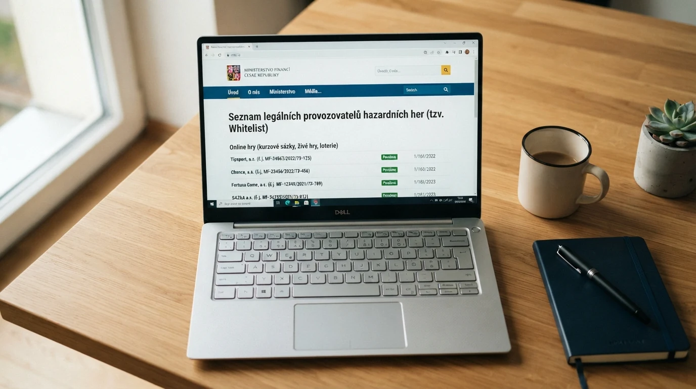 Logo Ministerstva financí ČR a schéma licenčního procesu pro online kasina
