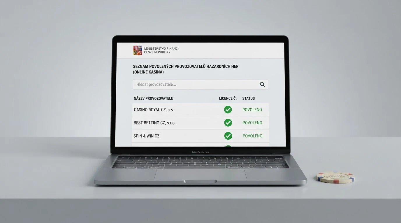 Náhled registru základních povolení MF ČR s detailem licencovaného provozovatele