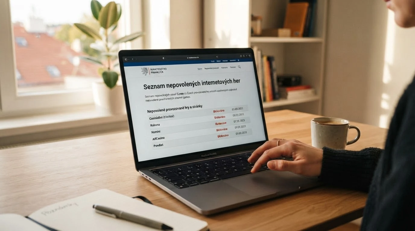 Náhled Seznamu nepovolených internetových her na webu Ministerstva financí