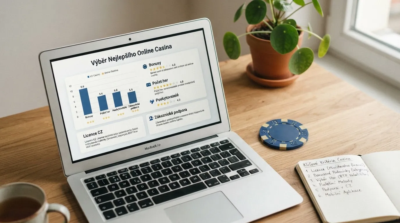 Srovnání deseti českých licencovaných online casin podle bonusů, počtu automatů a dodavatelů