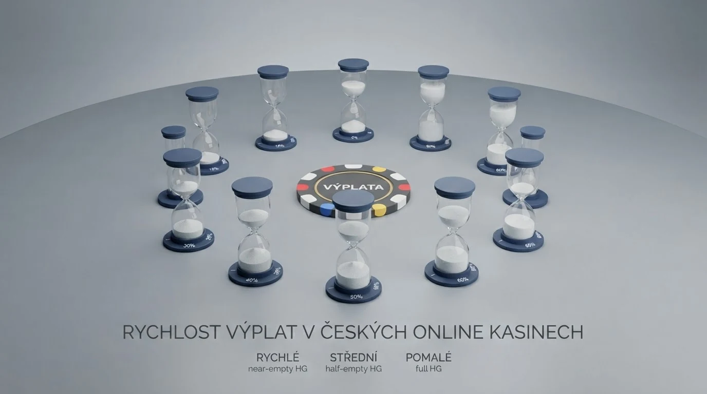 Tabulka s logy deseti licencovaných českých online kasin a přehledem jejich výplatních časů, bonusů a podmínek