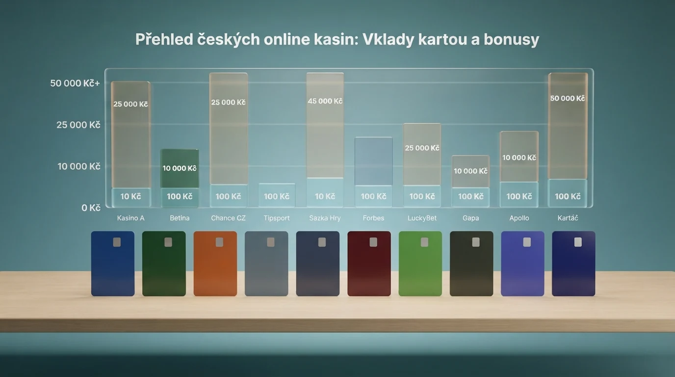 Srovnávací tabulka deseti online kasin s českou licencí přijímajících vklad přes Visa kartu