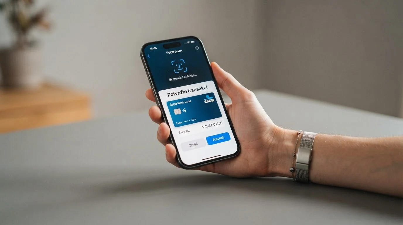 Infografika tří kroků vkladu přes Apple Pay: výběr částky, biometrické ověření Face ID, potvrzení transakce