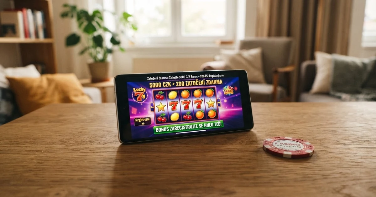 Zahraniční online casino s uvítací nabídkou registračního bonusu na obrazovce počítače